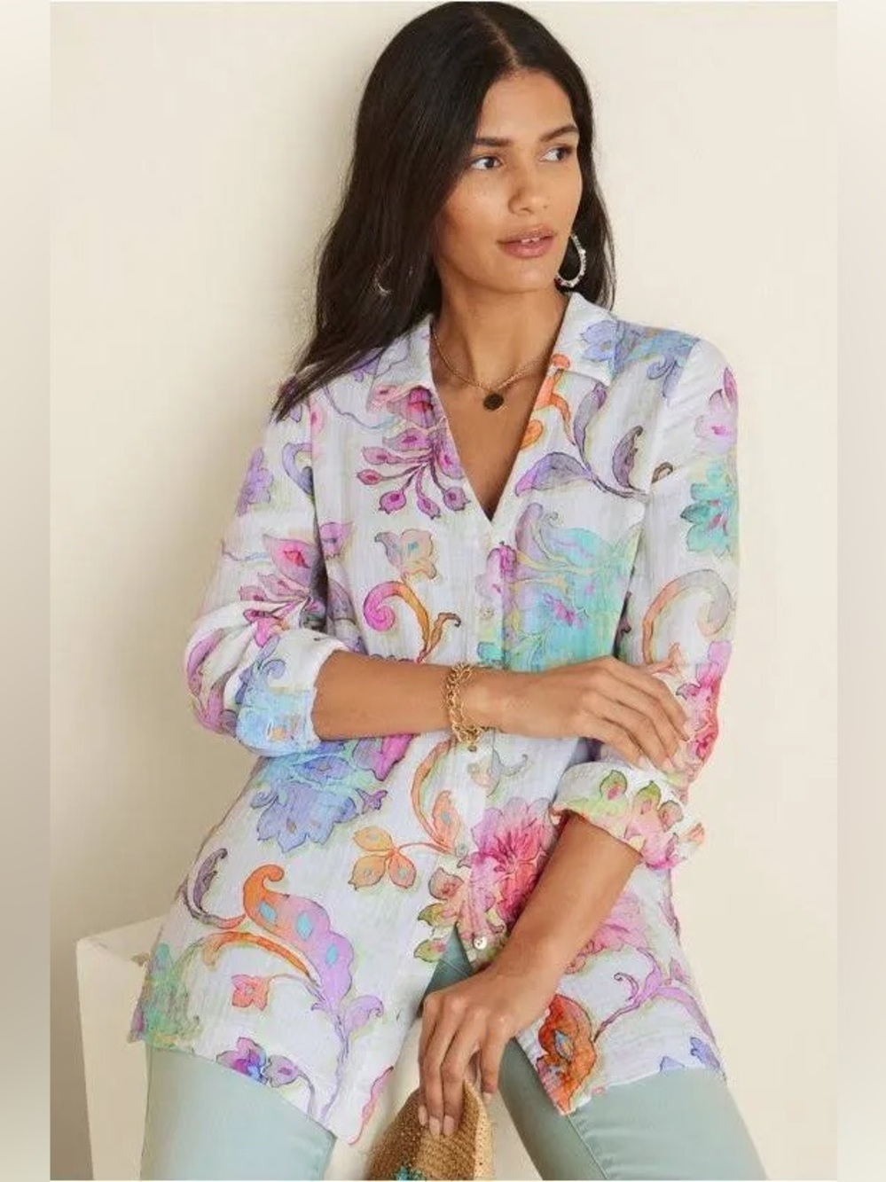 Soft Surroundings Escambia Long Sleeve Tunic Top
